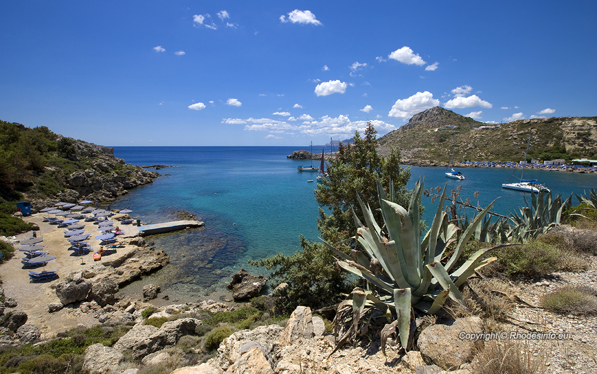 The famous Ladiko beach in the island of Rhodes, Greece