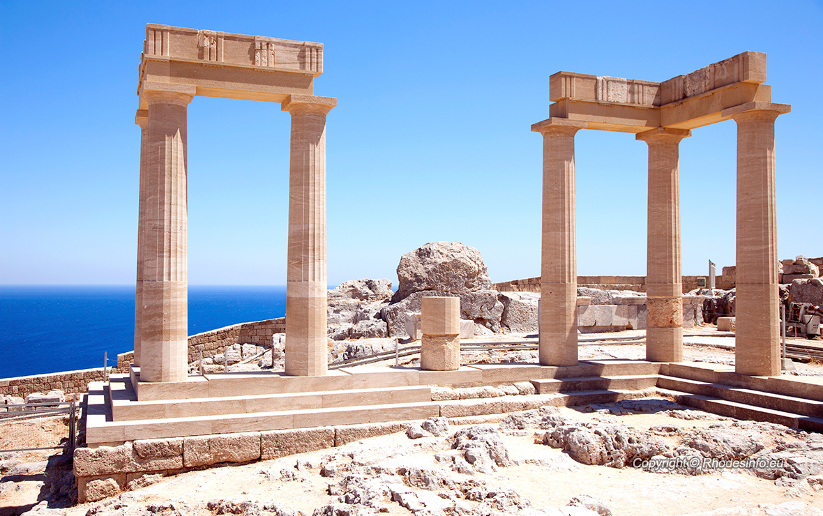Ancient Acropolis in Rhodes. Lindos city. Greece