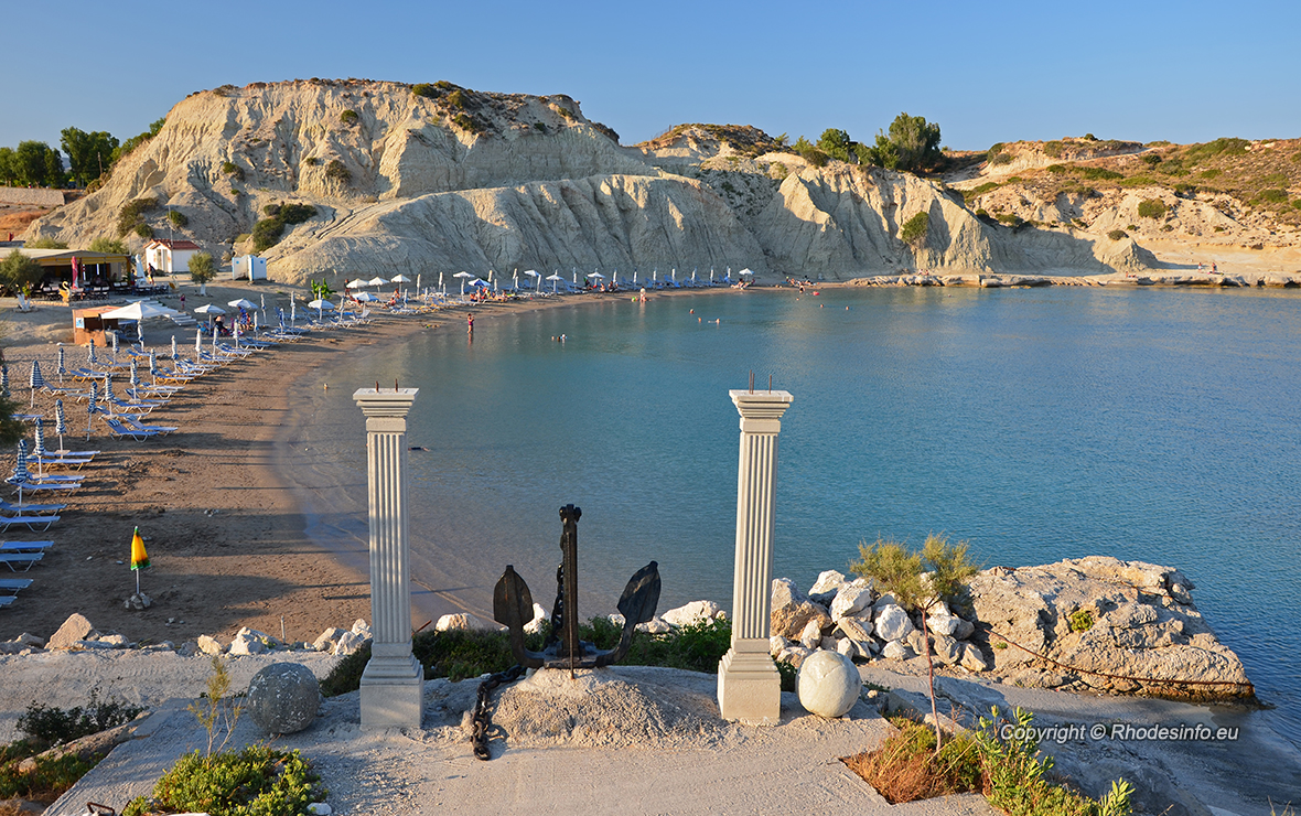 Kolymbia beach at sunset time, Rhodes island